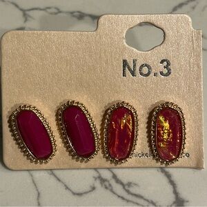 ❤️‍🔥BOGO FREE Pink statement stud earrings set sparkly art deco jewelry No.2